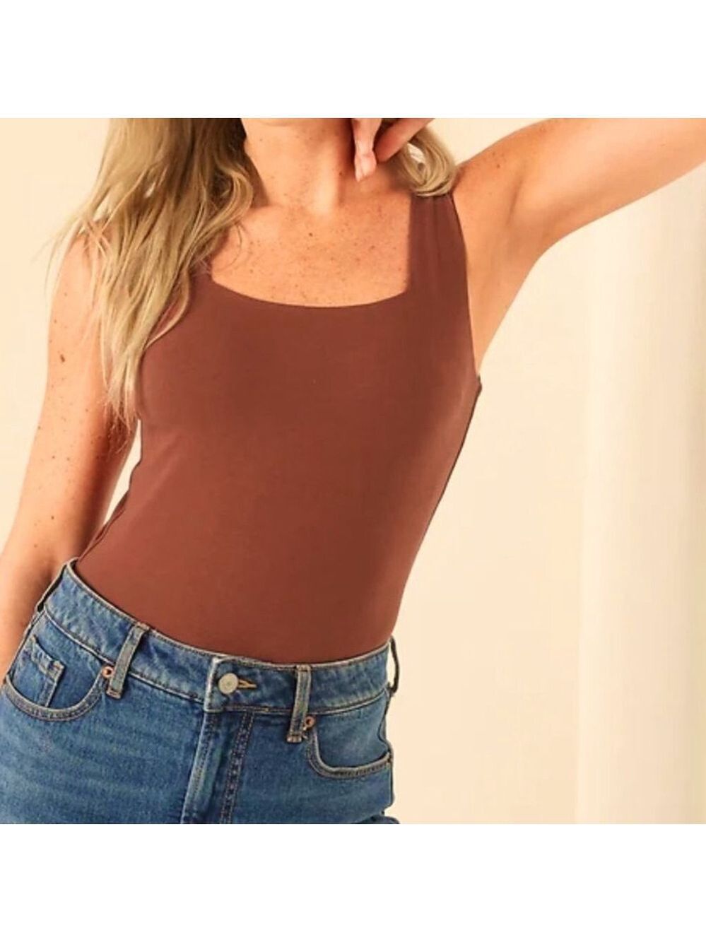 Old Navy Rust Sleeveless Square Neck Bodysuit XS